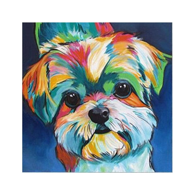 Hi.fancy DIY Painting Rhinestones Embroidery Cute Dog Pictures Cross-Stitch Needlework Stitchwork Drawing Bedroom Decor, Size: 30, Other