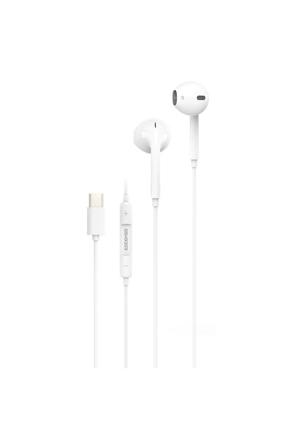 Hi-Fi Digital Audio Circular Earphones with USB-C Connector - White