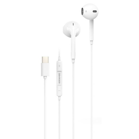 Hi-Fi Digital Audio Circular Earphones with USB-C Connector - White