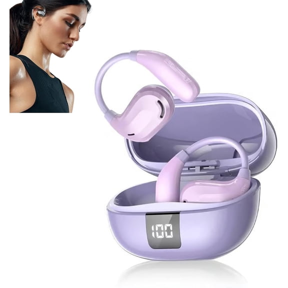 Hi-Fi Sports Bluetooth 5.4 Ear-Hook Headphones with Noise Cancelling & AI Translation, 90 Hrs Battery Life and IPX5 Waterproof, LED Power Display Earphone for Workout and Running