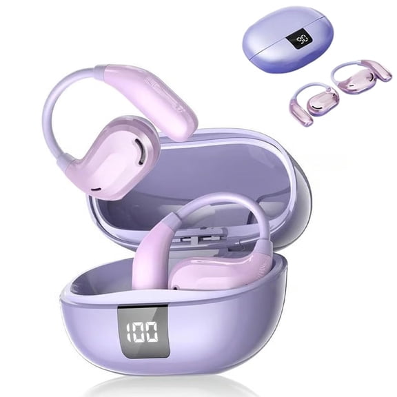 Hi-Fi Sports Bluetooth 5.4 Ear-Hook Headphones, Noise Cancelling Wireless Audio, IPX7 Sweatproof Deep Bass with LED Display for Gym & Running