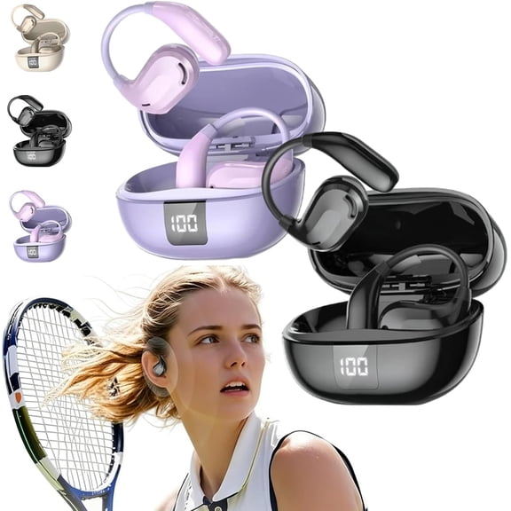 Hi-FiSports Bluetooth 5.4Ear-Hook Headphones with Noise Cancelling, Secure-Grip Sweatproof Earbuds, Dynamic14mm Drivers,Low-Latency Game Mode, Ipx5 Waterproof, Real-TimeTranslation(black+purple)