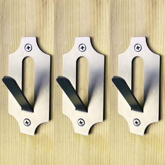 3 Pack of European Skull Wall Mount Bracket Hangers for Deer Mule Antelope Coyote & Small Game Animals - Complete with Simple & Easy Installation Kits (Stainless Steel - Silver), (LTZB-3S)