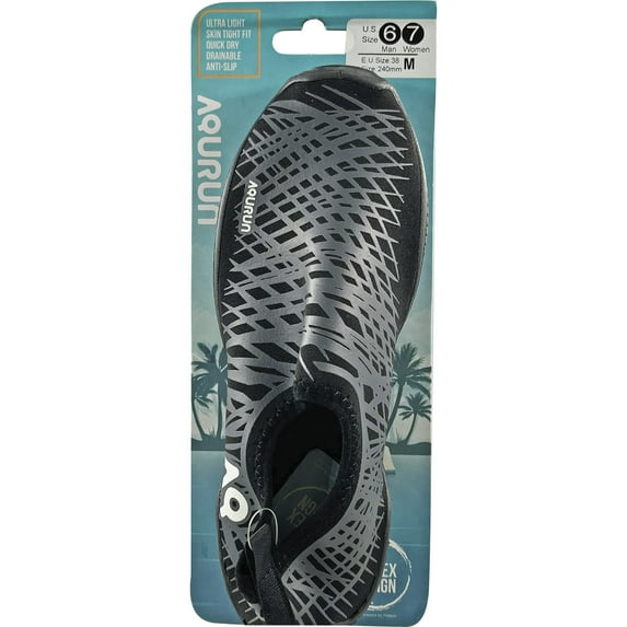 Aqurun Black/Gray Water Shoes, Men's Size 6/ Women's Size 7