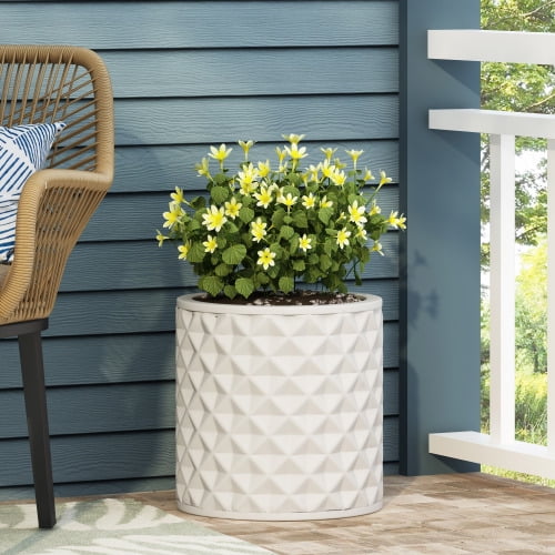 Hi-GARDEN, 1-YEAR-WARRANTY, 15.75"(H)*15.75"(D), MGO Planter, Garden Planter, Urn Planter for Indoor or Outdoor, Patio, Garden, Backyard, Living room(Antique White)