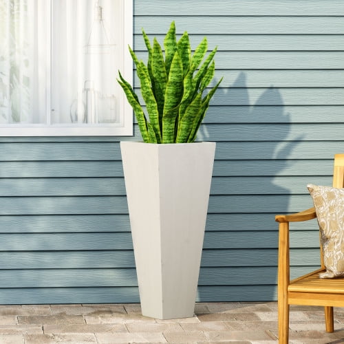 Hi-GARDEN, 1-YEAR-WARRANTY, 32.5"(H)*13"(L)*13"(W), ELLA L 13 Planter, Garden Planter, Urn Planter for Indoor or Outdoor, Patio, Garden, Backyard, Living room(Matte White)