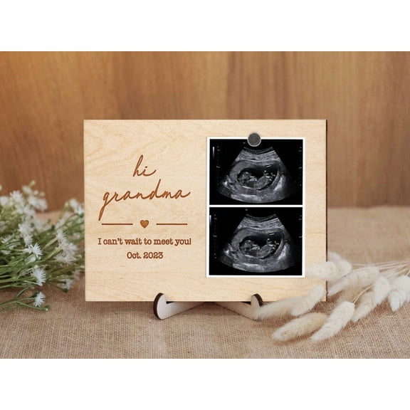 Hi Grandma Baby Ultrasound Frame, Pregnancy Announcement Sonogram Photo Frame, New Grandma Reveal Gift, Baby Coming Soon Sign