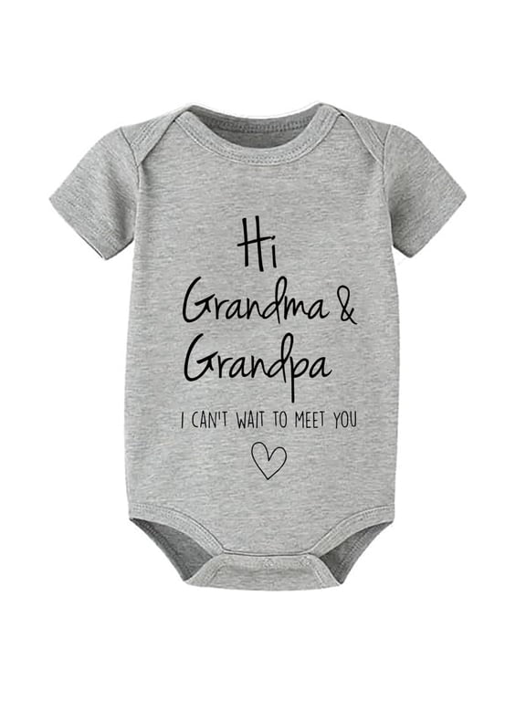 Hi Grandma and Grandpa I Can't Wait To Meet You Pregnancy Announcement Infant Baby Bodysuit Baby Clothes