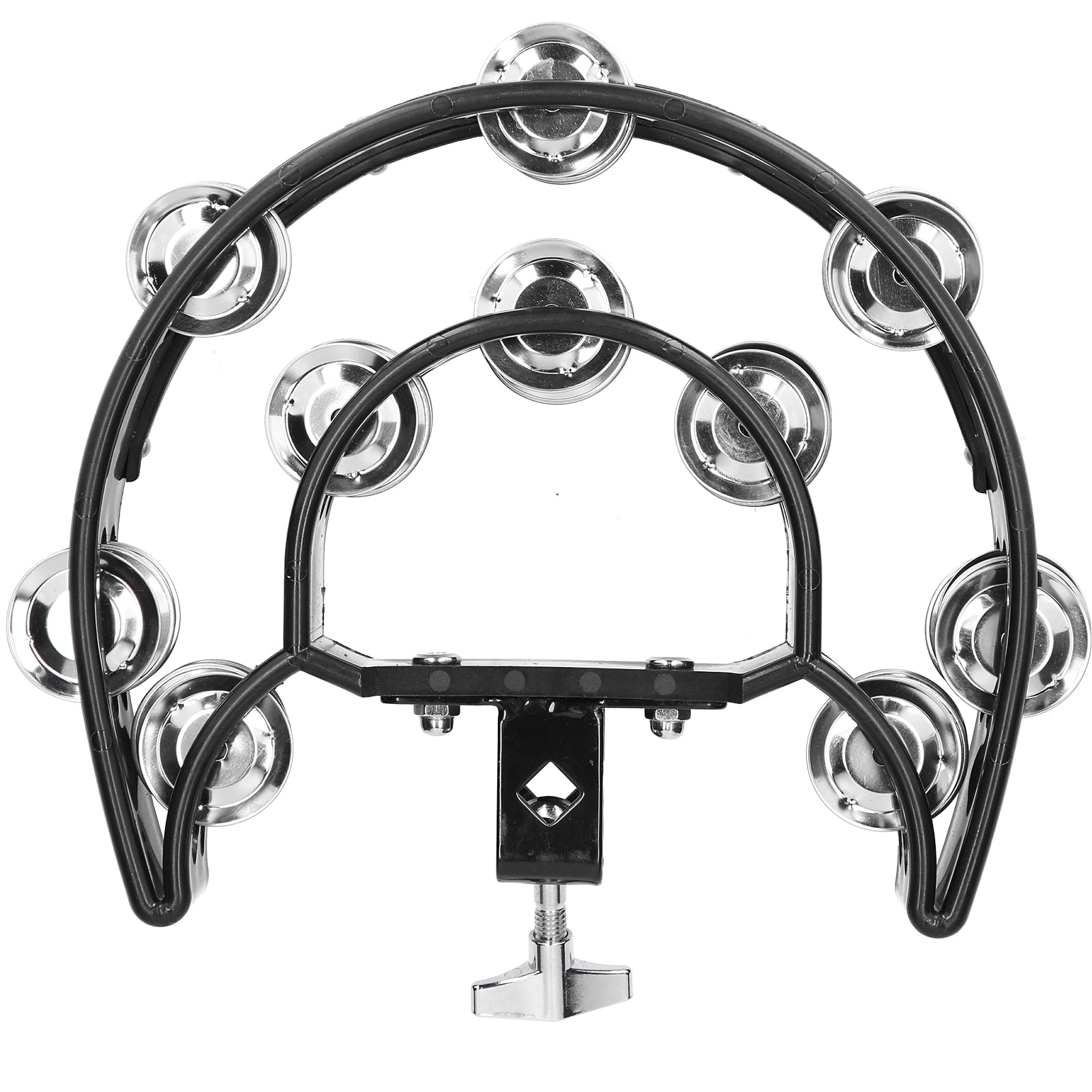 Hi Hat Tambourine Double Row Metal Jingles Bell Hand Held Percussion