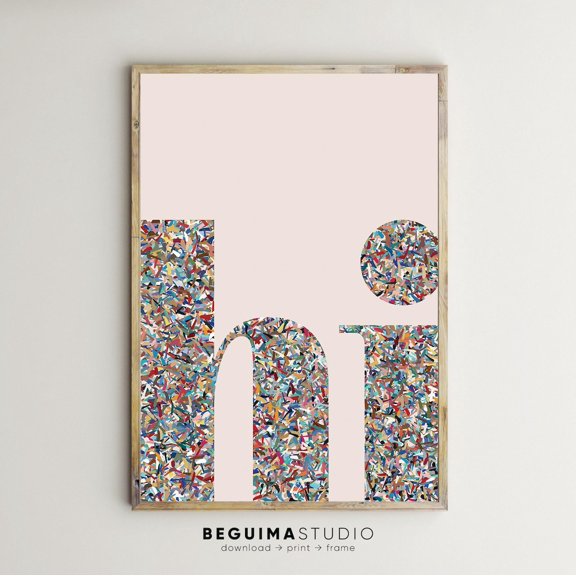 Hi Hello Colorful Entryway Home Decor Typography Welcome Office Multicolor Living Room