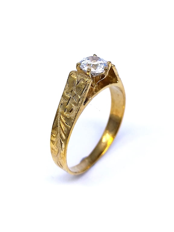 Biscus Ring Cz Scroll Desi