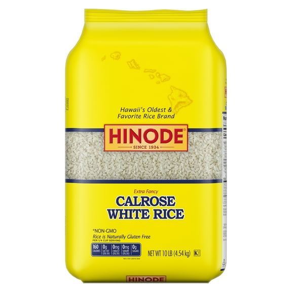 Hinode Extra Fancy Calrose White Rice, 10 lb Bag  Gluten-Free Medium-Grain Pantry Staple