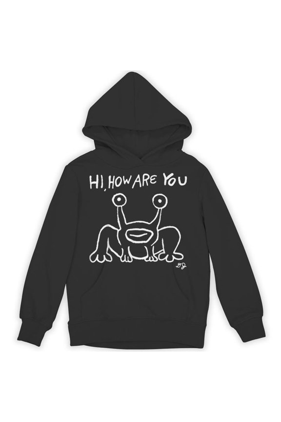 Hi How Are You Frog Mural Funny Simple Text Graphic Statement Design Sarcastic Top Hoodie, for men & women, up to size 5XL