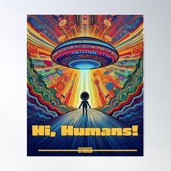 Hi, Humans Poster Wall Art, Modern Wall Decor For Living Room Bedroom, 12x18 UNFRAMED