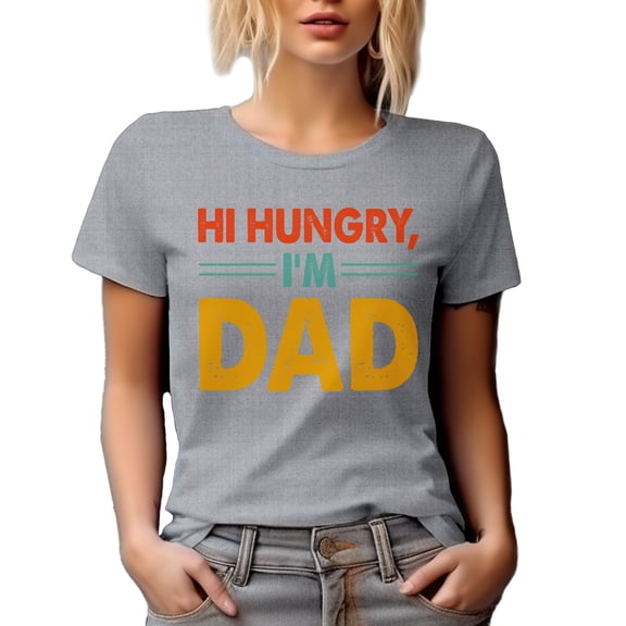 Hi Hungry, I'm Dad, Meme Inspired, Heather Grey T-Shirt, Small