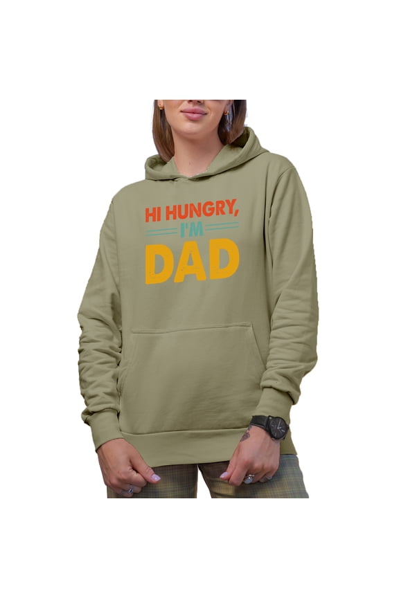 Hi Hungry, I'm Dad, Meme Inspired, Sand Hooded Sweatshirt or Hoodie, XL