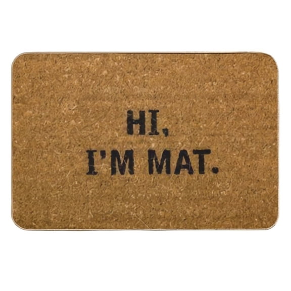 Hi I'm Mat Doormat Front Door Mat Rubber Non Slip Backing Funny Welcome Mat Indoor Outdoor Rug 23.6 in(W) X 15.7 in(L)