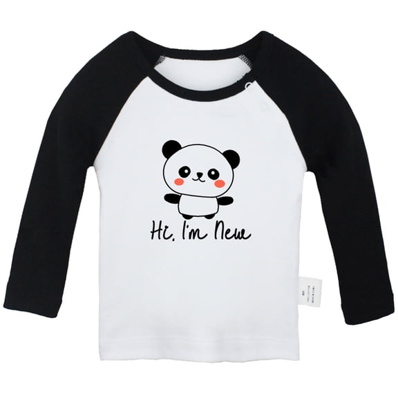 Hi, I'm New Funny T shirt For Baby, Newborn Babies T-shirts, Infant Tops, 0-24M Kids Graphic Tees Clothing (Long Black Raglan T-shirt, 12-18 Months)
