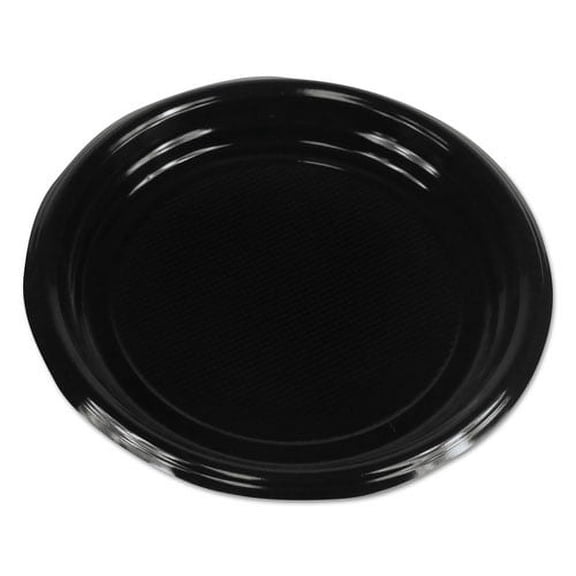 Hi-Impact Plastic Dinnerware, Plate, 9" Dia, Black, 500/carton | Bundle of 5 Cartons