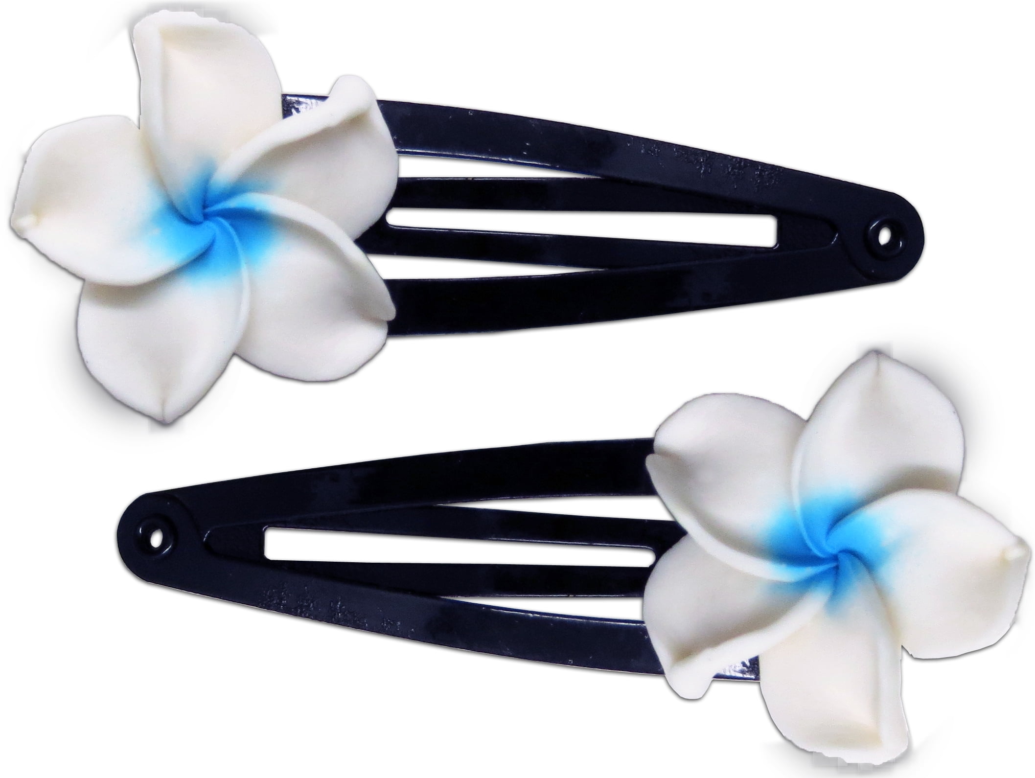 Hi Jewelry Fimo Snap Clip Set of 2 - Small White-Blue