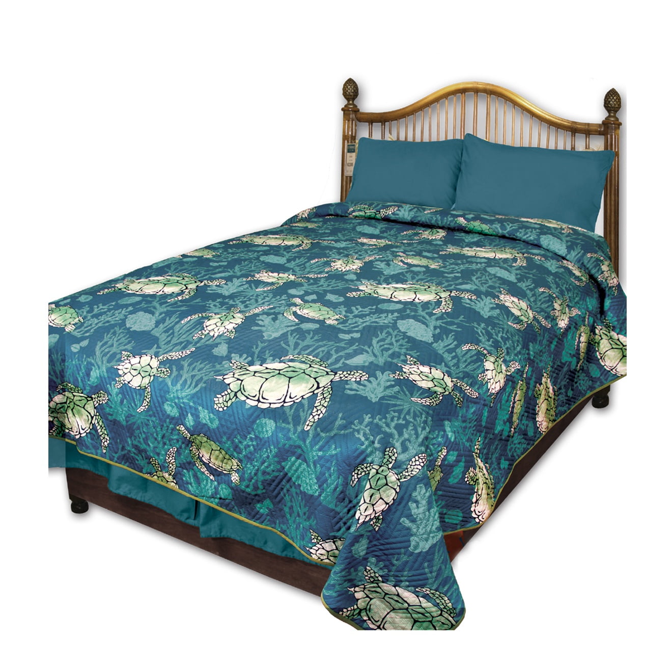 Hi Kalama Collection Full or Queen Honu Blue Bedding, 1 Each