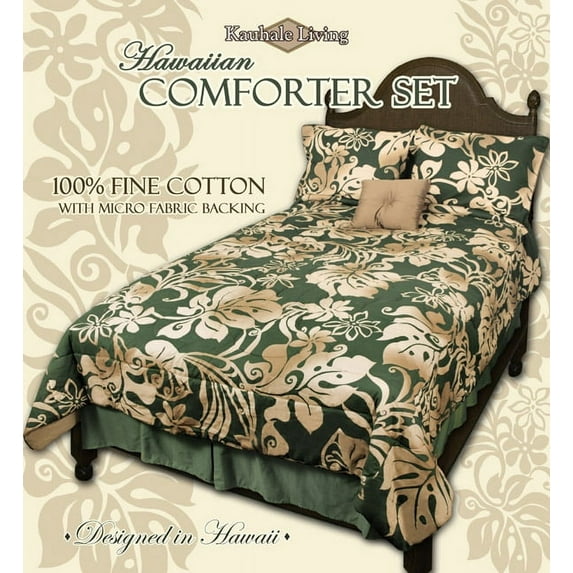 Hi Kalama Collection Hawaiian Fabric Hawaiian Flower Teal Pillow Sham, 1 Each