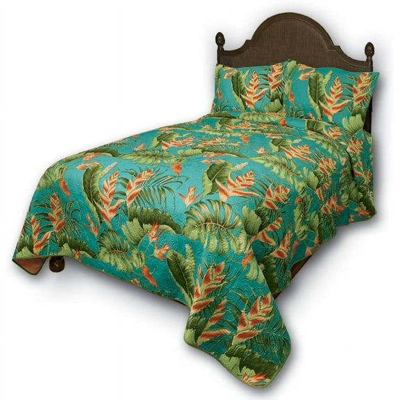 Hi Kalama Collection Hawaiian Fabric Twin Hawaiian Flower Bedding, 1 Each