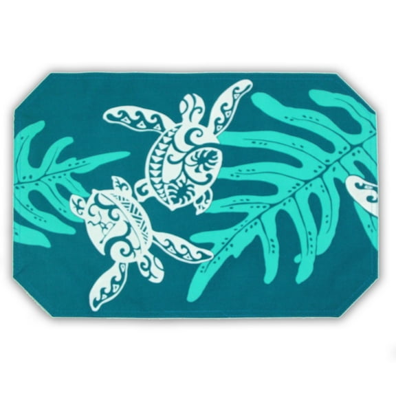 Hi Kalama Collection Teal Lauae Honu Table Place Mat, 19"