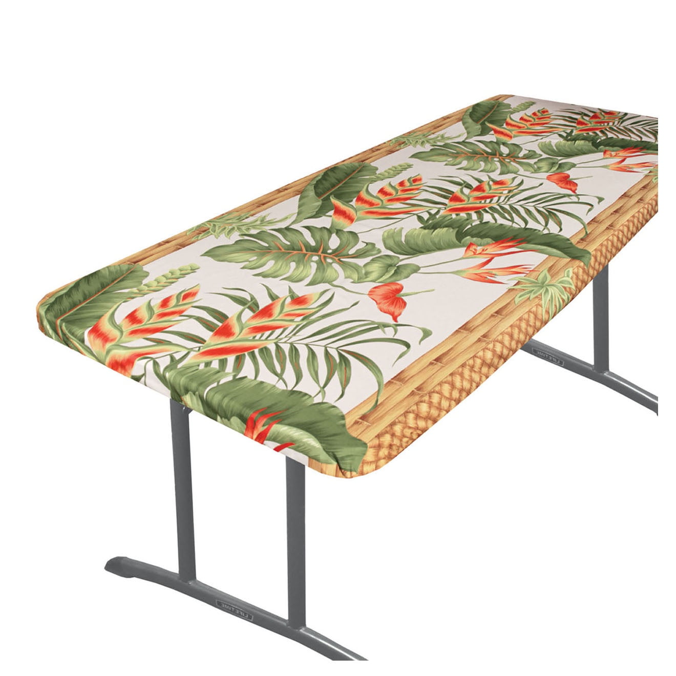 Hi Kalama Collection Hi Tablecloth 6ft Luau Hawn Flower White