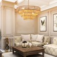 thumbnail image 1 of Hi-LIGHTS,19.7 Inch Height Adjustable Chandelier Ceiling Light(Bulbs Not Included),Large Rattan Bohemian Style Woven Pendant Light for Living room,Dining room,Kitchen,Hallway,Restaurant(Wood), 1 of 11