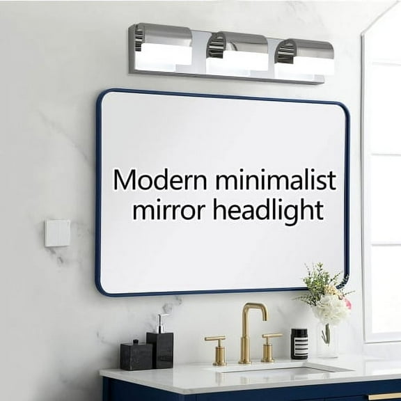 Hi-LIGHTS,3-Light Modern Bathroom LED Vanity Light With Acrylic Lampshade,Bathroom Wall Lighting for Bathroom,Dressing Room,Bedroom,Living Room(Chrome)