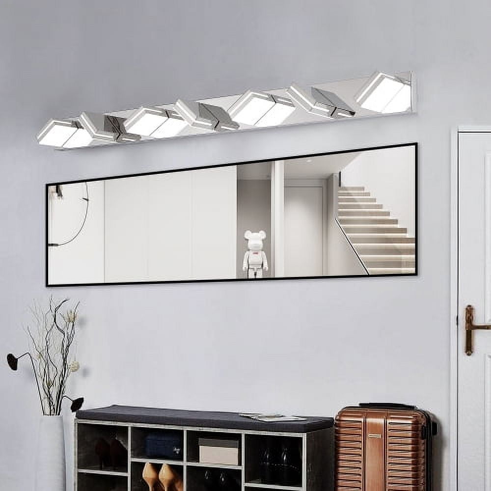 Hi-LIGHTS,7-Lights Modern Chrome LED Vanity Light,Wall Sconce,Sleek Minimalist Design,Energy-Efficient for Bathroom,Dressing room,Living Room,Bedroom(Chrome)