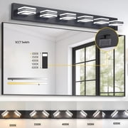 Hi-LIGHTS,Modern 6-Light5 Colors Temp. Rotatable & Dimmable LED Vanity Light with Acrylic Shades,Sleek Bathroom Wall Fixture for Bathroom,Dressing Room,Mirror Cabinet,Living Room,BedroomBlack