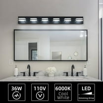 Hi-LIGHTS,Modern 6-Light(6000K) Rotatable & Dimmable LED Vanity Light with Acrylic Shades,Sleek Bathroom Wall Fixture for Bathroom,Dressing Room,Mirror Cabinet,Living Room,Bedroom(Black）