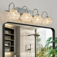 thumbnail image 1 of Hi-LIGHTS,Retro 4-Light Bathroom Vanity Light Fixture with Crystal Glass Shades(Bulbs Not Included),Wall Mounted Lighting for Bathroom,Dressing Room,Powder Room and Vanity Mirror(Brushed Nickel）, 1 of 8
