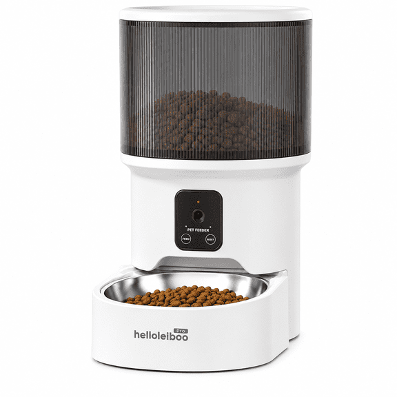 Hi Leibo Automatic Pet Feeder with Camera, WiFi Smart Cat and Dog Feeder, APP Remote Feeding, Two-Way Audio, Programmable Portion Control, Stainless Steel Bowl