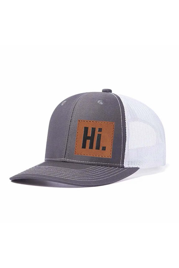 Hi.Letter leather patch pattern, suitable for travel and fashion, outdoor mesh hat, men's breathable adjustable baseball cap