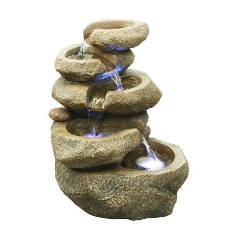Hi-Line Gift Ltd. Fountain-Rock 5 Level W/LED