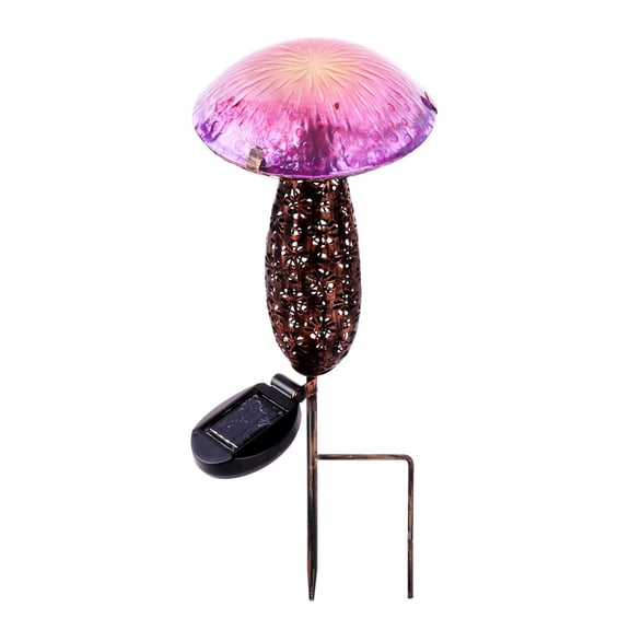 Hi-Line Gift 16.25" LED Solar Powered Mushroom Stake, Pink