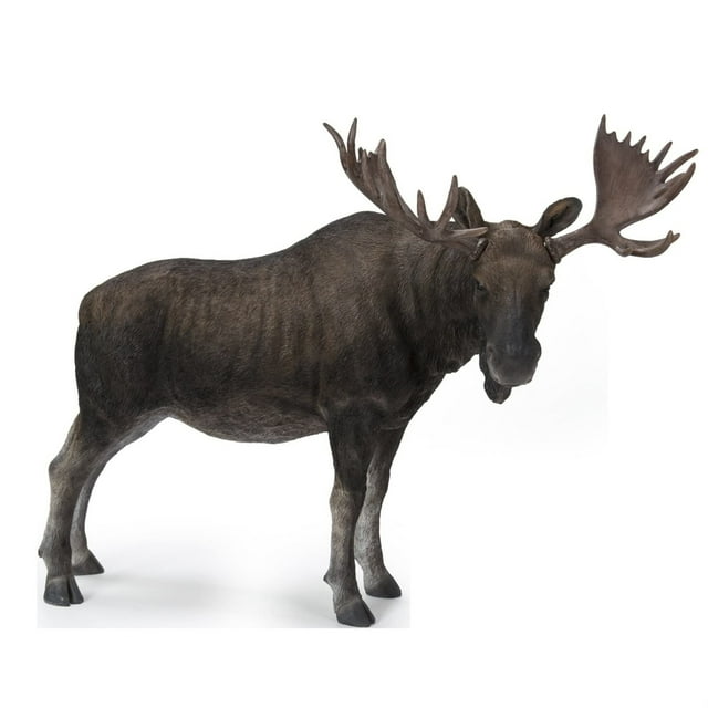 Hi-Line Gift 24” Standing Moose Garden Statue, Driftwood Composition, Intricate Detail
