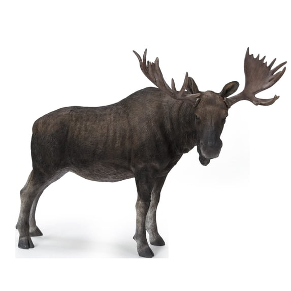 Hi-Line Gift 24” Standing Moose Garden Statue, Driftwood Composition, Intricate Detail