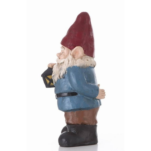 Hi-Line Gift 2825” Gnome Holding a Lantern Garden Statue, MGO Clayfibre, Indoor/Outdoor Use
