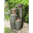 thumbnail image 1 of Hi-Line Gift 4 Tiers Modern Cascading Outdoor Water Fountain with Warm White LEDS, Gray, 1 of 5