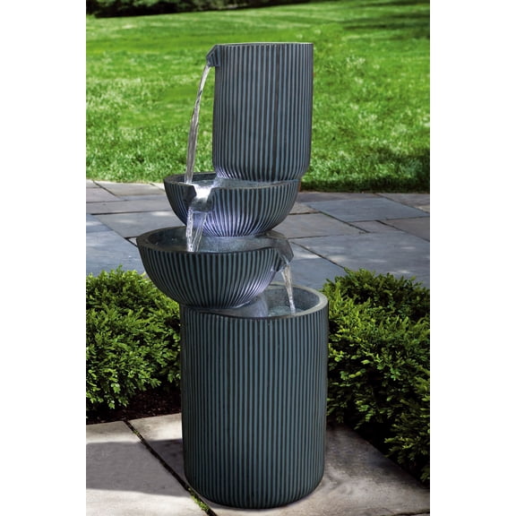 Hi-Line Gift 40'' LED Lights Fountain, Resin Black