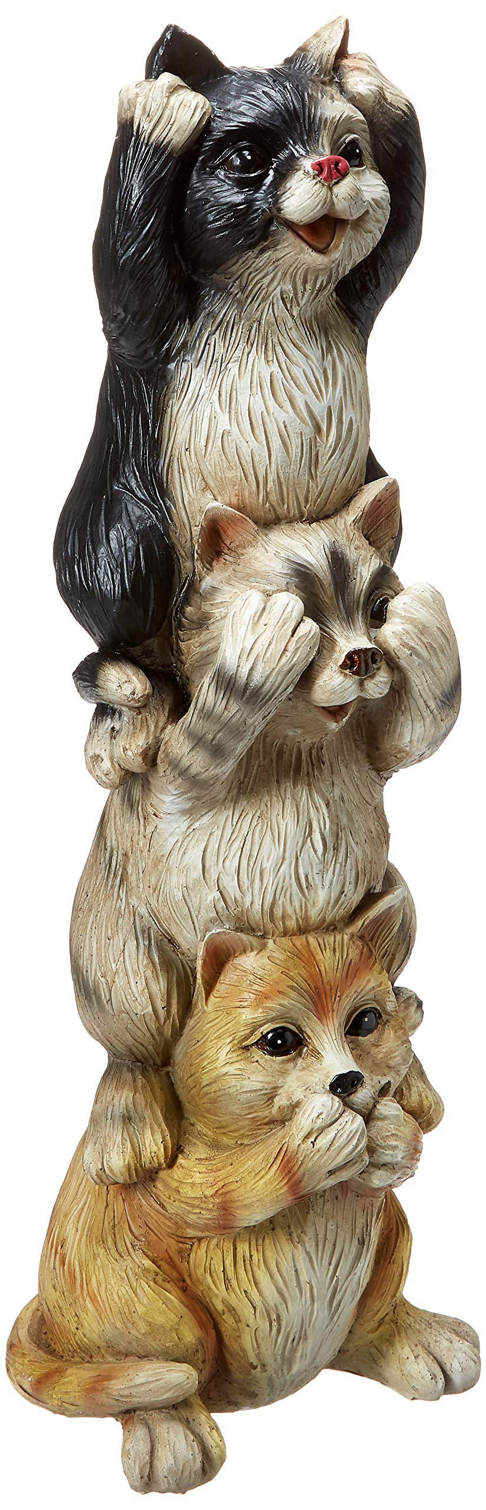 Textured Polyresin Stacking Cats Statue for Outdoor Decor