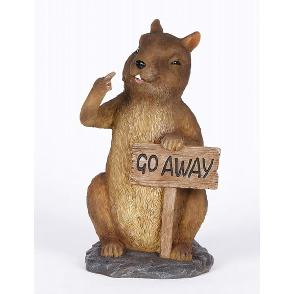 Hi-Line Gift 75614-B Squirrel Holding Go Away Sign