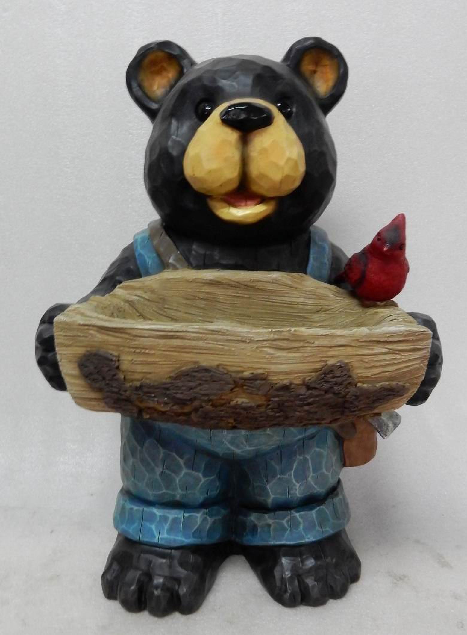 HI-LINE GIFT LTD BEAR HOLDS BIRD BATH WITH CARDINAL