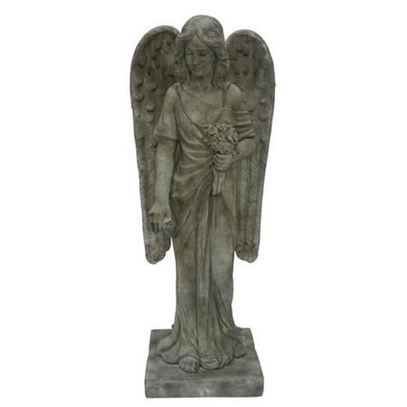 Hi-Line Gift 76351 Angel Standing Holds Flowers Statue