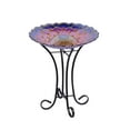 thumbnail image 1 of Hi-Line Gift 78415-H Solar Floral Glass Bird Bath with Stand, 1 of 2
