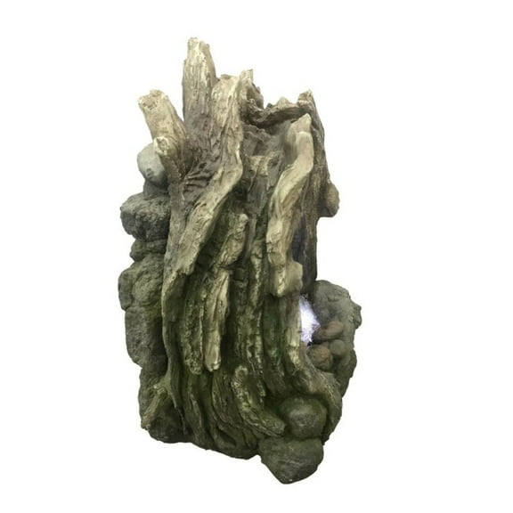 Hi-Line Gift 79553-E LED Lights Polyresin and Resin Treetrunk Waterfall Fountain, Brown